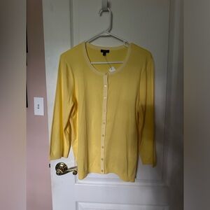 Talbots Yellow 3/4 length sleeve cardigan